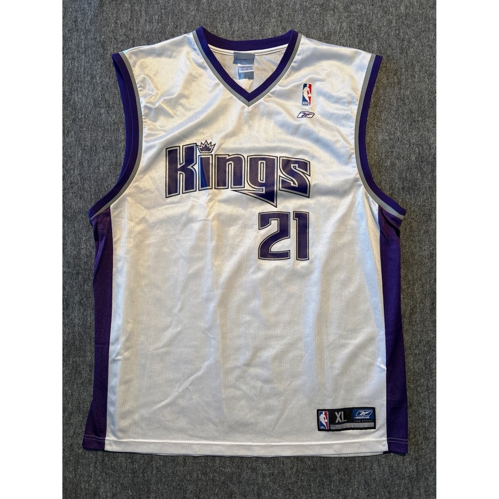 Sacramento Kings Vlad Divac 21 Reebok Basketball Jersey Mens XL White Purple
